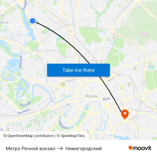 Метро Речной вокзал to Нижегородский map