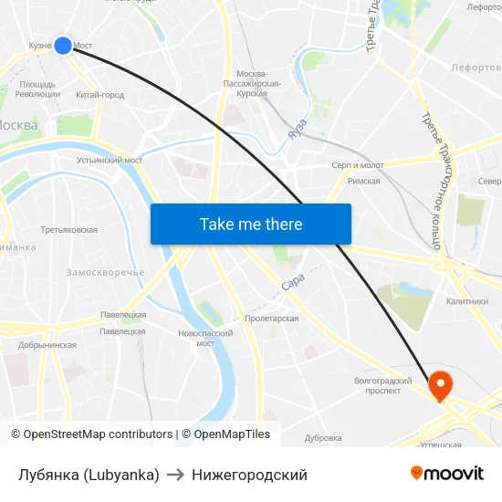Лубянка (Lubyanka) to Нижегородский map