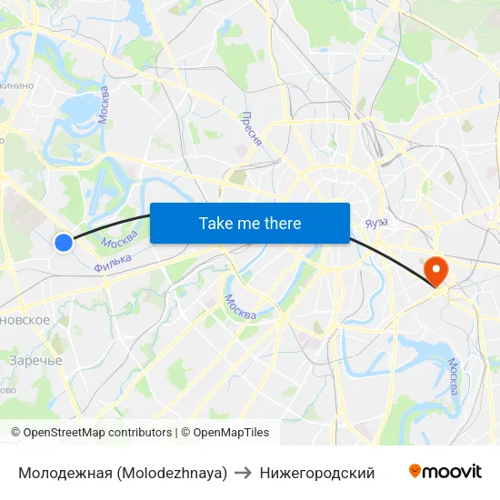 Молодежная (Molodezhnaya) to Нижегородский map