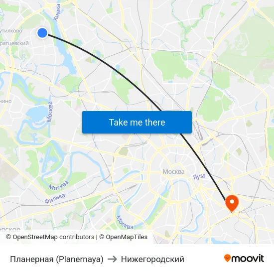 Планерная (Planernaya) to Нижегородский map