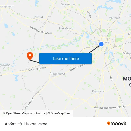 Арбат to Никольское map