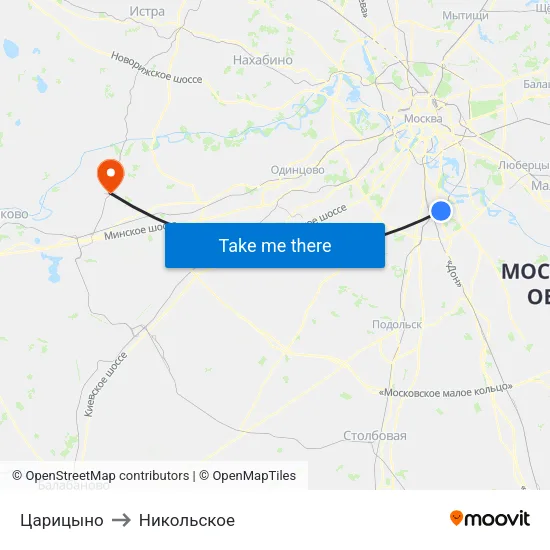 Царицыно to Никольское map