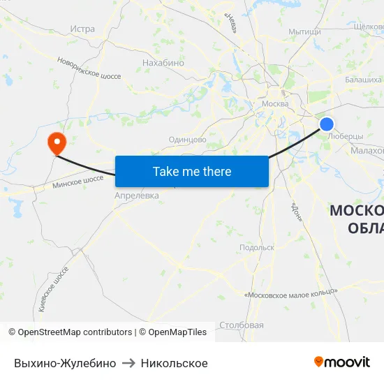 Выхино-Жулебино to Никольское map