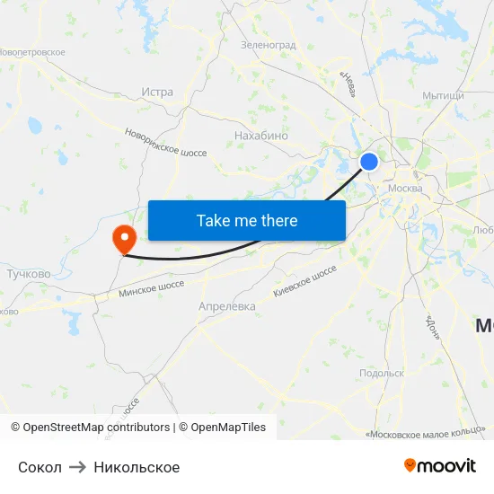 Сокол to Никольское map