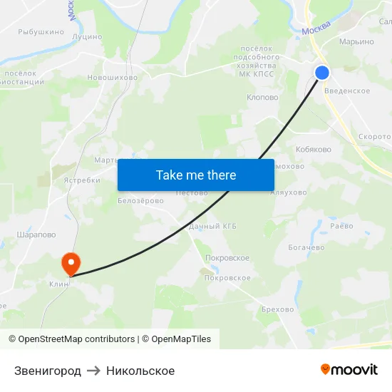 Звенигород to Никольское map