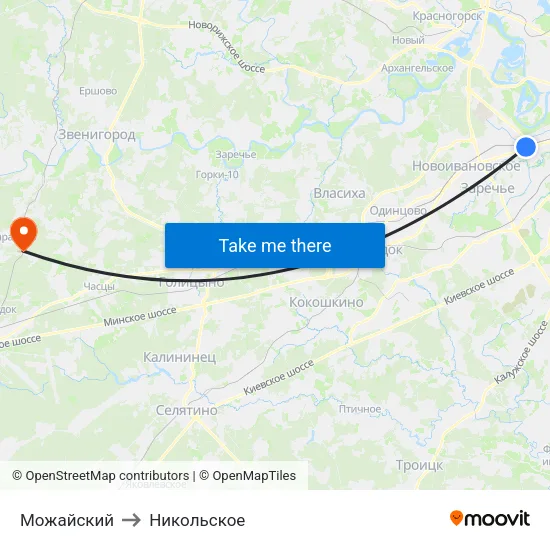 Можайский to Никольское map