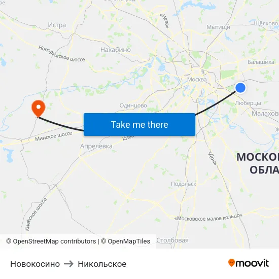 Новокосино to Никольское map