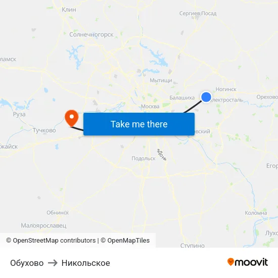 Обухово to Никольское map