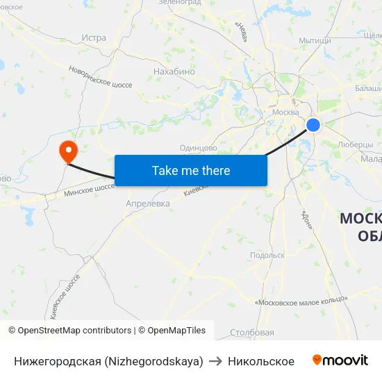 Нижегородская (Nizhegorodskaya) to Никольское map