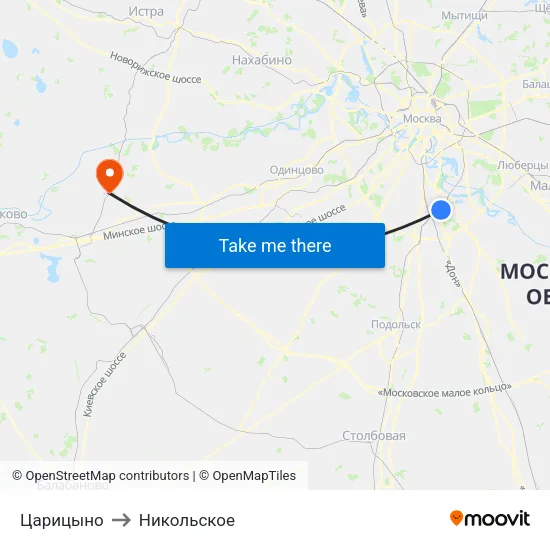 Царицыно to Никольское map