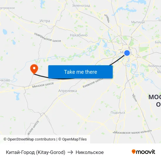 Китай-Город (Kitay-Gorod) to Никольское map