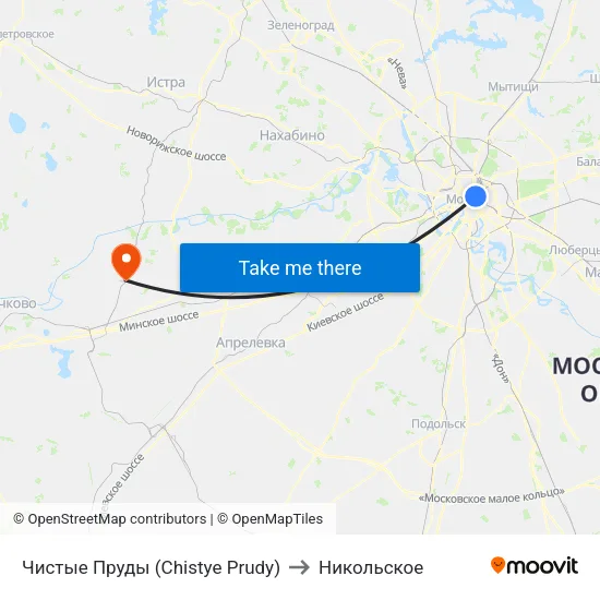 Чистые Пруды (Chistye Prudy) to Никольское map