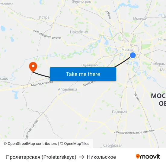 Пролетарская (Proletarskaya) to Никольское map