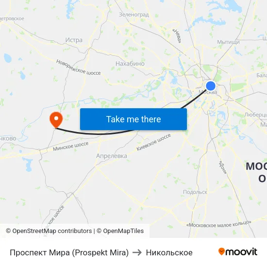 Проспект Мира (Prospekt Mira) to Никольское map