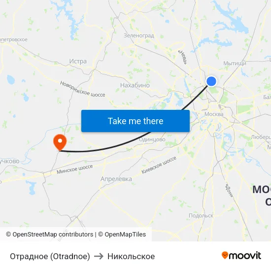 Отрадное (Otradnoe) to Никольское map