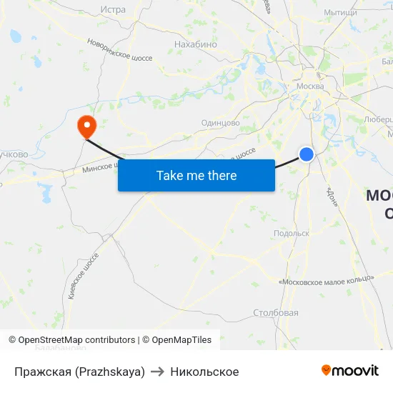 Пражская (Prazhskaya) to Никольское map