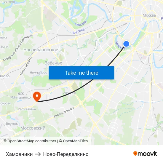 Хамовники to Ново-Переделкино map