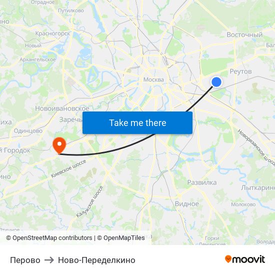 Перово to Ново-Переделкино map