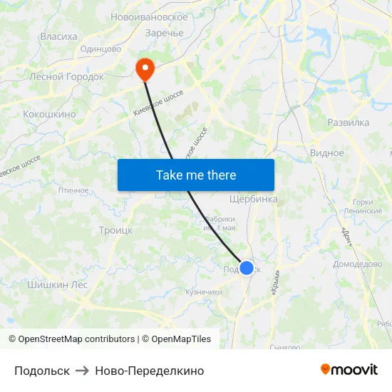 Подольск to Ново-Переделкино map
