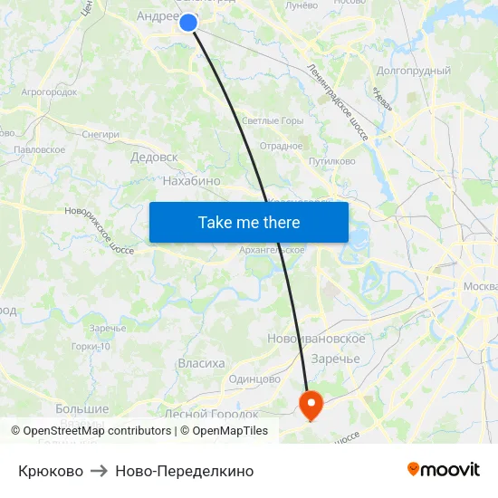 Крюково to Ново-Переделкино map