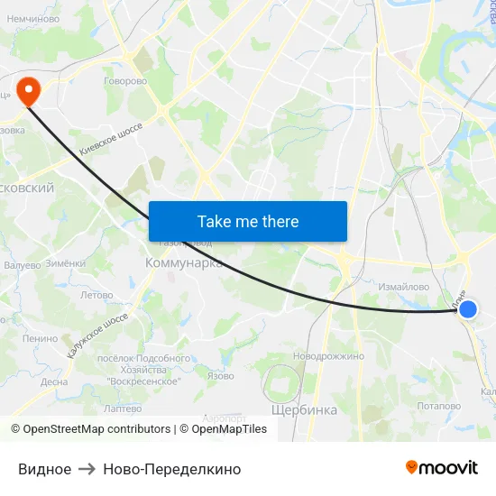 Видное to Ново-Переделкино map