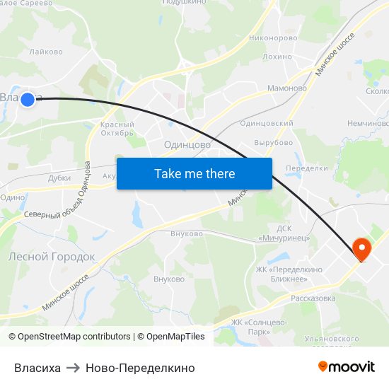 Власиха to Ново-Переделкино map