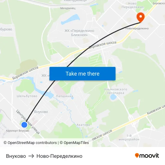 Внуково to Ново-Переделкино map
