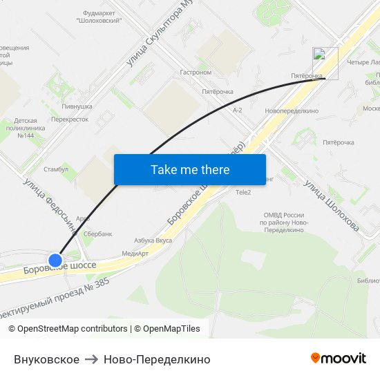 Внуковское to Ново-Переделкино map
