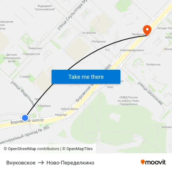Внуковское to Ново-Переделкино map