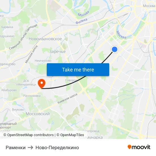 Раменки to Ново-Переделкино map