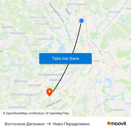 Восточное Дегунино to Ново-Переделкино map