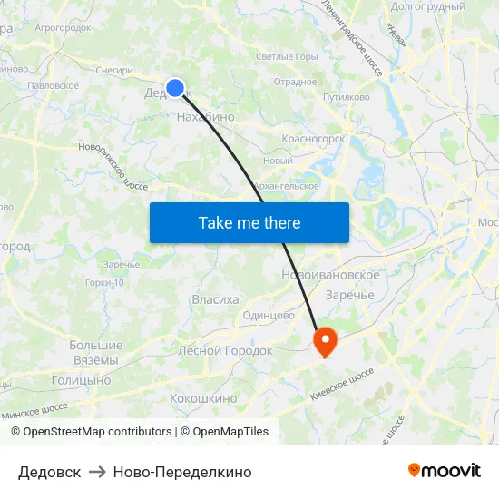 Дедовск to Ново-Переделкино map