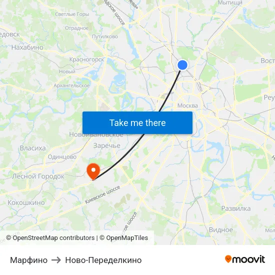 Марфино to Ново-Переделкино map