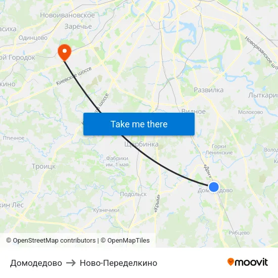 Домодедово to Ново-Переделкино map