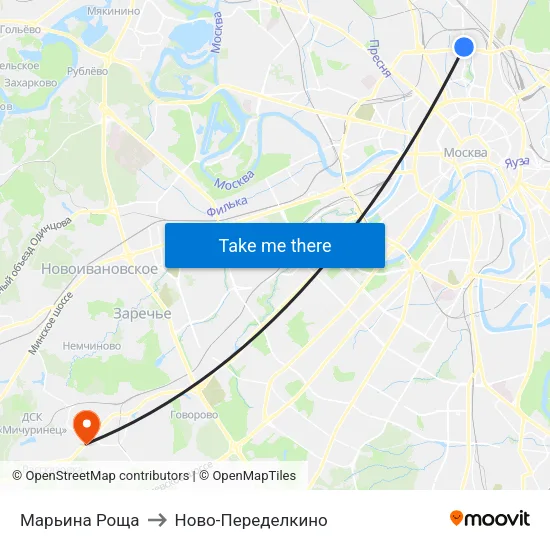 Марьина Роща to Ново-Переделкино map