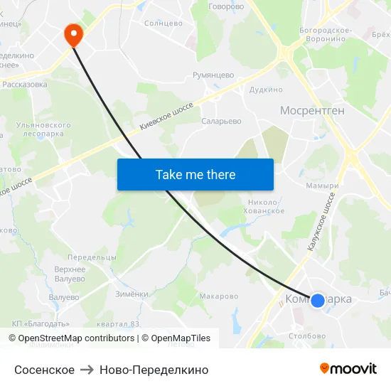 Сосенское to Ново-Переделкино map