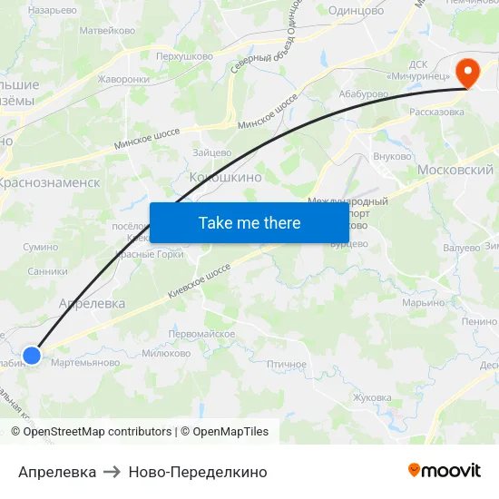 Апрелевка to Ново-Переделкино map