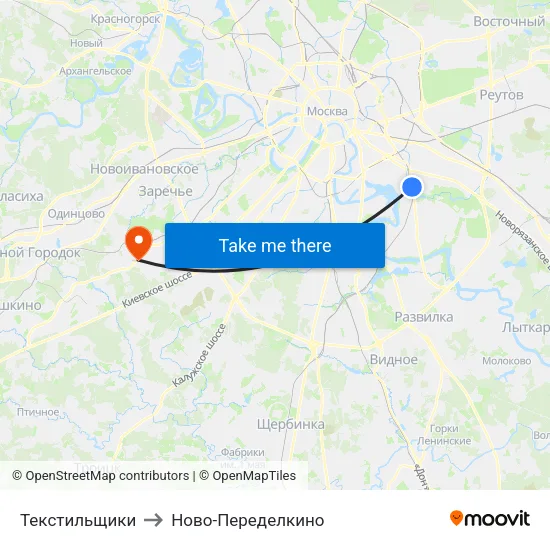 Текстильщики to Ново-Переделкино map