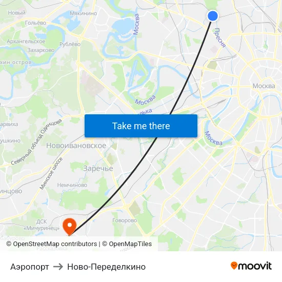 Аэропорт to Ново-Переделкино map