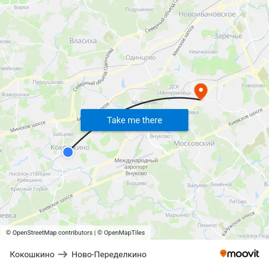 Кокошкино to Ново-Переделкино map