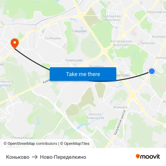 Коньково to Ново-Переделкино map