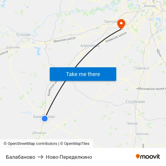 Балабаново to Ново-Переделкино map