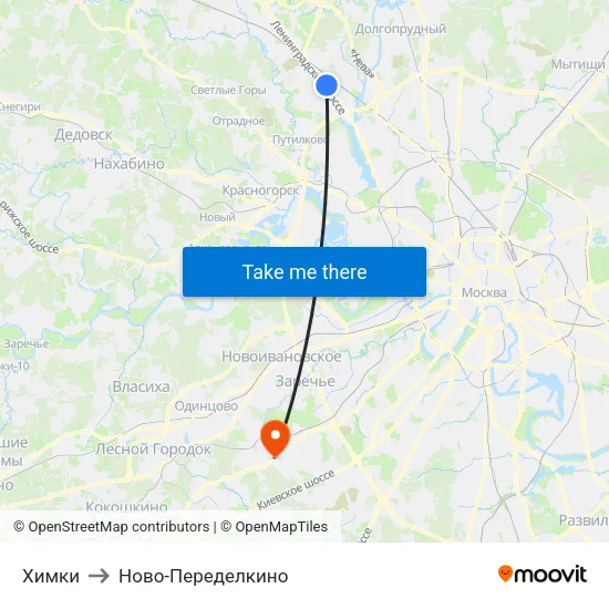 Химки to Ново-Переделкино map