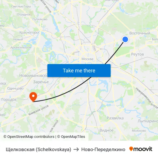 Щелковская (Schelkovskaya) to Ново-Переделкино map