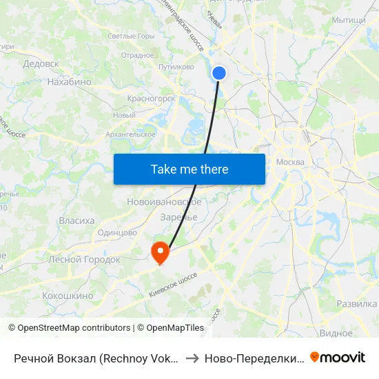 Речной Вокзал (Rechnoy Vokzal) to Ново-Переделкино map