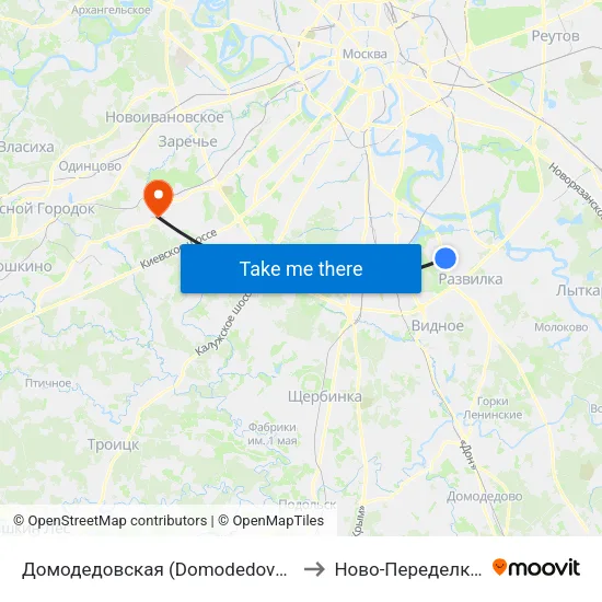 Домодедовская (Domodedovskaya) to Ново-Переделкино map