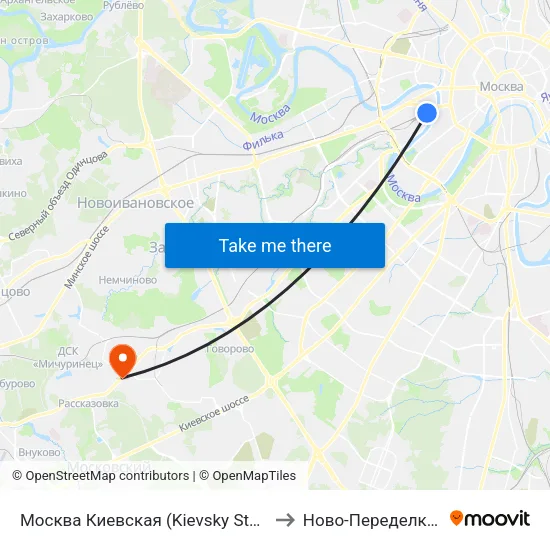 Москва Киевская (Kievsky Station) to Ново-Переделкино map