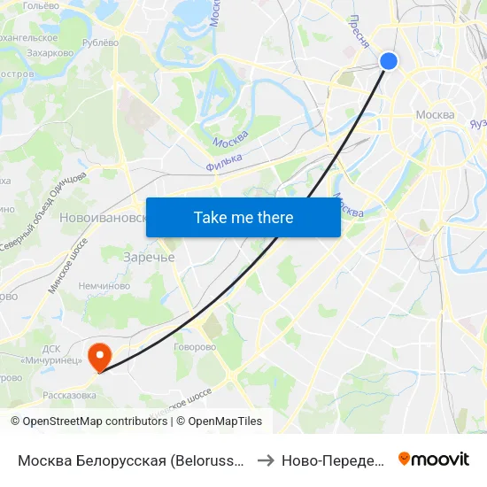 Москва Белорусская (Belorussky Station) to Ново-Переделкино map