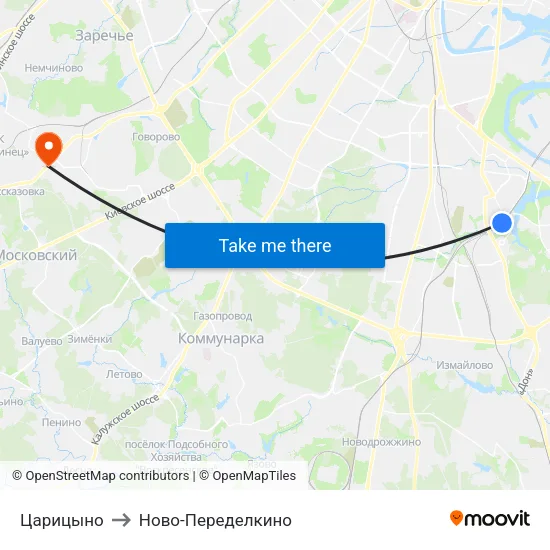 Царицыно to Ново-Переделкино map