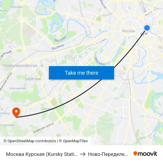 Москва Курская (Kursky Station) to Ново-Переделкино map